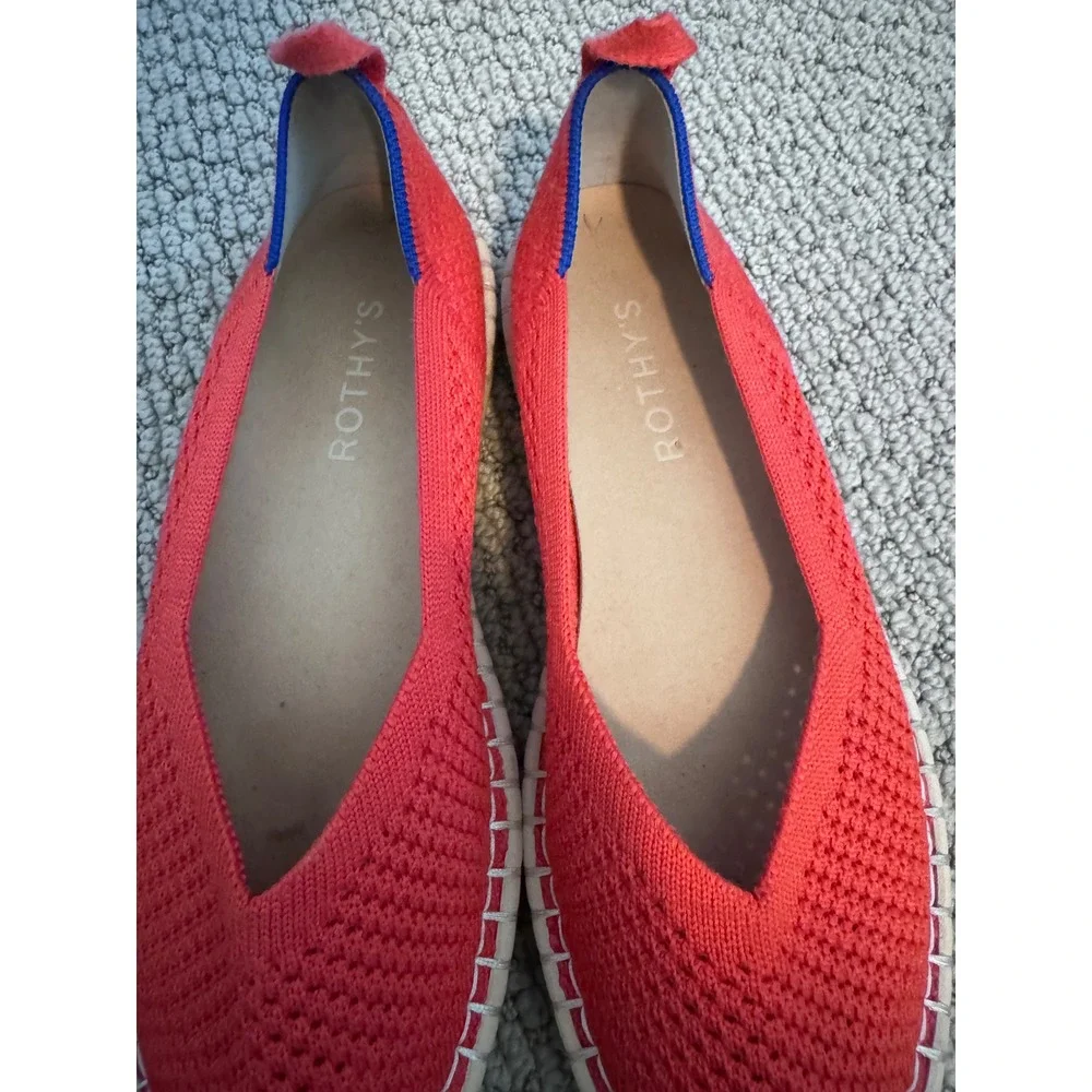 Rothy's‎ The Espadrille Flats Red Hot Size 6 Jute Midsole No Ankle Laces